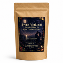 Load image into Gallery viewer, Kraft paper packaging of Prime RootBloom botanical blend with a romantic illustration on a white background