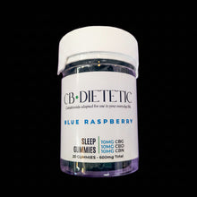 Load image into Gallery viewer, Jar of CB Dietetic Blue Raspberry sleep gummies on a white background